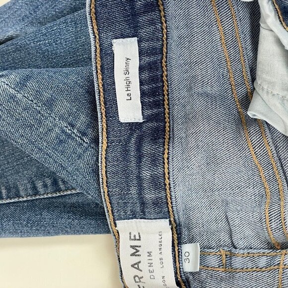 Frame Women Le High Waist Skinny Jeans Blue 30 Denim Pockets Medium Wash Zip USA - Picture 9 of 14